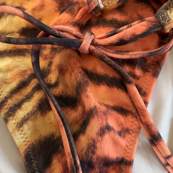 Shade & Shore Tiger Print Cheeky Triangle Bikini Bottom Bathing Swim Small - Picture 6 of 10